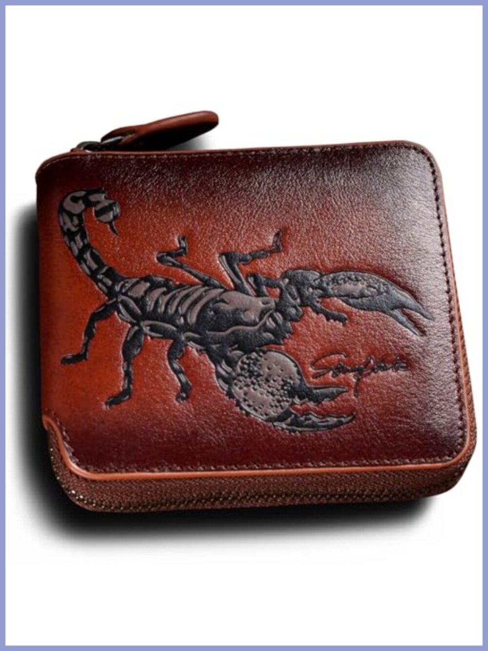 Men's Leather Zipper Wallet RFID Blocking Coin Pocket Card Holder